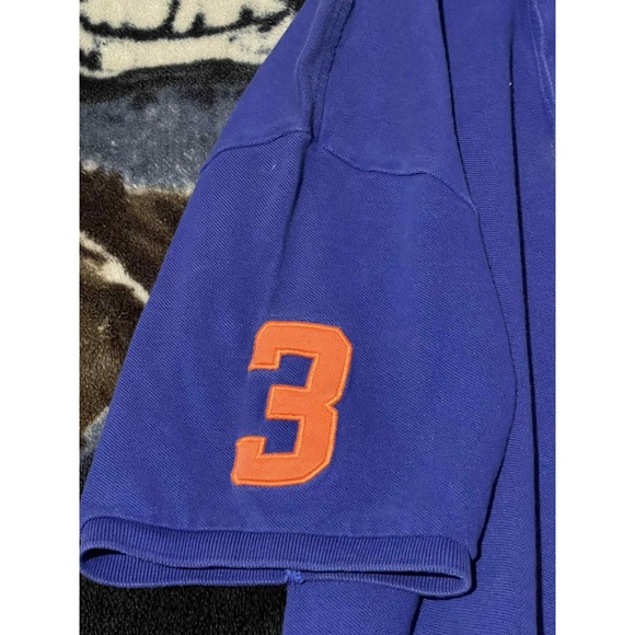Ralph Lauren Polo Shirt Mens 2XL Blue Big Pony Custom Fit Orange 3 Patch Pique - Picture 4 of 8